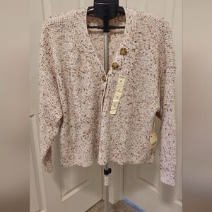 Speckled Knit Cardigan with Button Detail